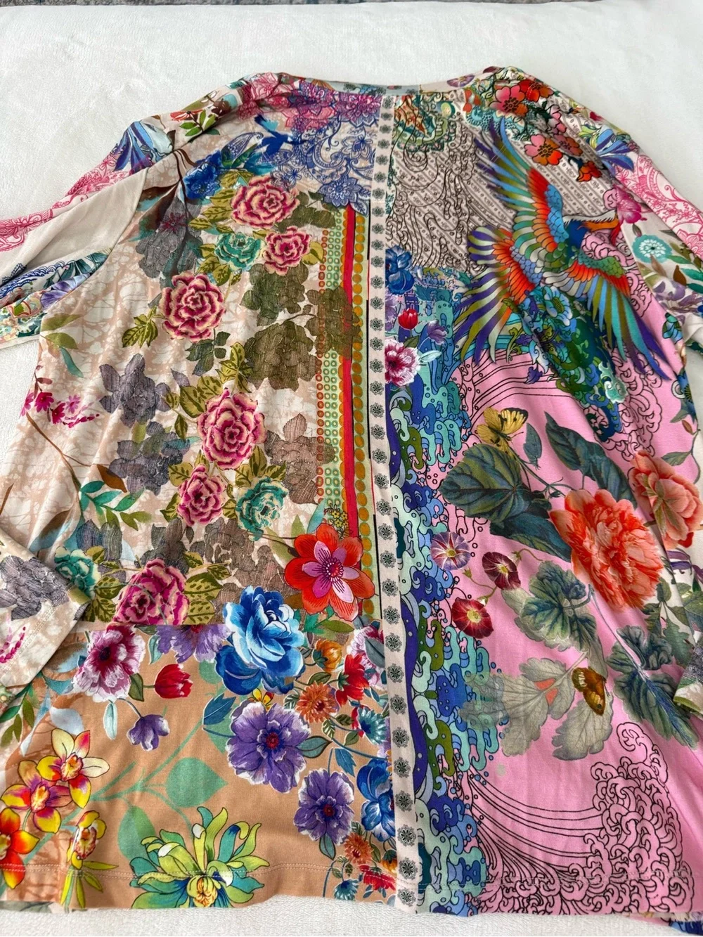 Johnny Was Bamboo Floral Colorful Long Sleeve Blouse Size Large E06 - Picture 6 of 6